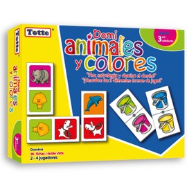 Totte Dominó Educativo 28 Fichas | 3 Maneras de Jugar | Piezas Grandes, Gruesas y Durables | Didácticamente Divertido (ANIMALITOS Y Colores)