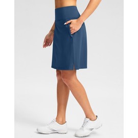 G Gradual 20" Golf Skorts Skirts for Women with 7 Pockets Knee Length Skort Athletic Modest Long Tennis Skirts for Women(Blue,S)