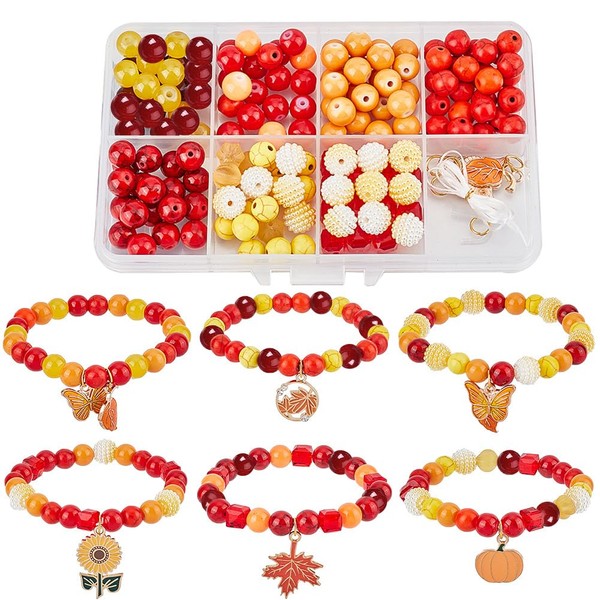SUNNYCLUE 1 Box DIY 6Pcs Thanksgiving Charms Beading Bracelets Making
