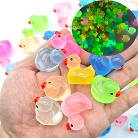 50Pcs Luminous Resin Ducks Large Size Big Duck Miniature Characters Garden Landscape Aquarium Dollhouse Potted Plants Decorations Party Favors(Big)