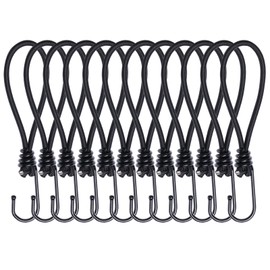 JunGG Expander with Hooks, Pack of 12 – Elastic Straps with Hooks – 15 cm Tarpaulin Tensioner with Hooks Black Rubber Tensioner for Tarpaulin Nets Tents Trailer Tarpaulin Banner