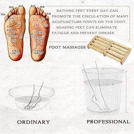 Foot Basin Tall Wooden Bucket with Cover Rest Foot Bathtub with Foot Massage Rollers (Color: B+Height 35cm) (F+Height 24cm) Journey (D+height40cm)