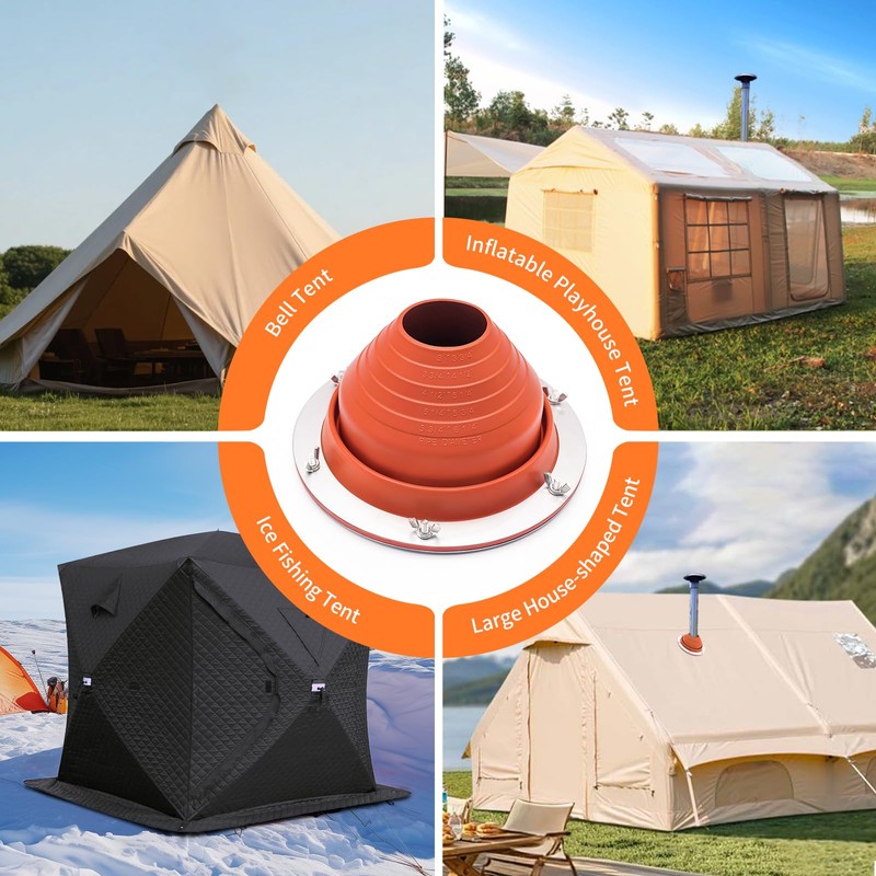 Cyvposm Silicone Stove Jack Kit for Tent,Flexible High Temp Tent