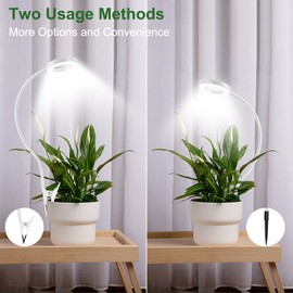 Wolezek 2 in 1 Grow Lights for Indoor Plants, 3 Colors Plant Lights for Indoor Growing with 360° Gooseneck, 48 LEDs Full Spectrum Plant Grow Lights Indoor, 6/12/16H Timer, 5 Brightness, White 2 Pack