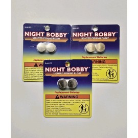 Night Bobby (3) NIGHT BOBBY LIGHTED FISHING FLOAT BATTERY 2CT PKG NEW IN PACK 6 TOTAL