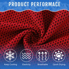 Hosuly 12 Pieces Cooling Towels for Hot Weather Soft Breathable Cold Towel Yoga Towels for Sweat, Sports, Workout, Fitness, Gym, Running, Travel Camping, 12 x 40 Inch (Red)