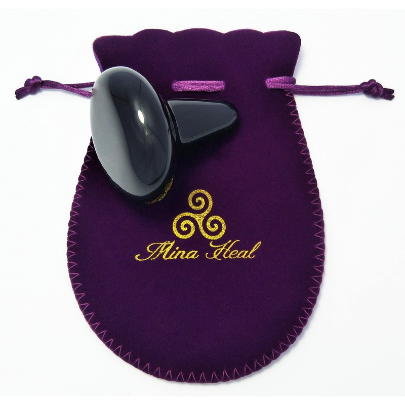 Mushroom Shape Trigger Point Massager Made of Obsidian Gemstone for