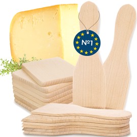TIMELEOS Wooden Scraper Raclette Scraper Made of Domestic Beech - Raclette Shovels Heat Resistant & Hygienic - No More Scratches (8 Coasters & 8 Sliders)