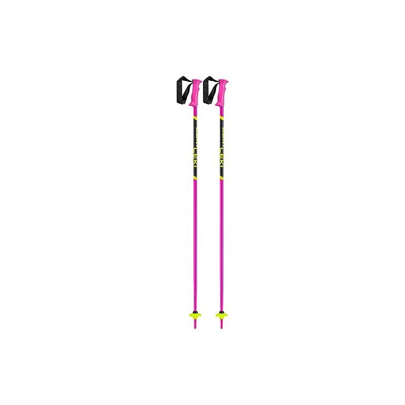 LEKI Children's Racing Kids Ski Poles, Neon Pink/Black/Neon Yellow, 80