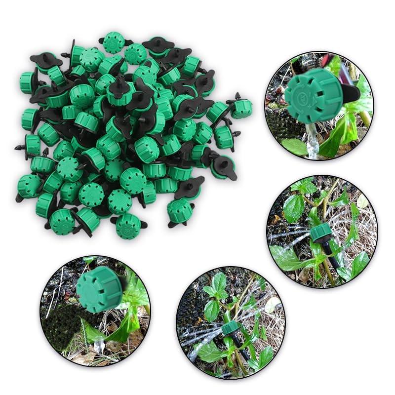 100PCS 0-135L/H Adjustable Irrigation Drippers Sprinklers 1/4 Inch Emitter Dripper