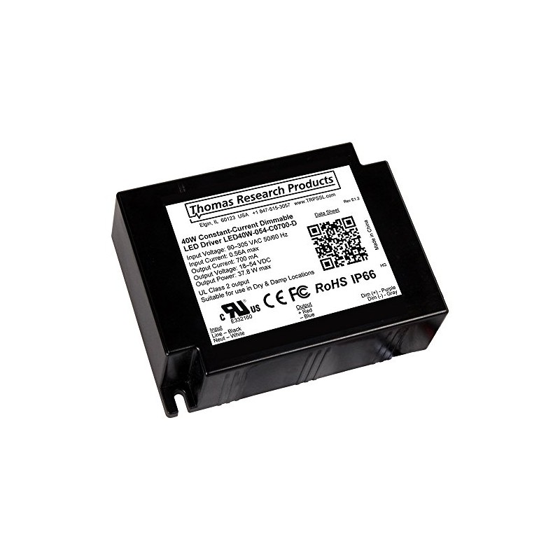 Thomas Research Products LED40W-054-C0700-D Fixed Output and Dimmable LED Driver