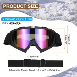 PATIKIL Dirt Bike Brille, 2 Stück Motorradbrille ATV Brille Ski Brille Rennhelm Brille Winddicht für Bergsteigen Fallschirmspringen Ski Fahren, Mattschwarz mit bunten/goldenen Gläsern