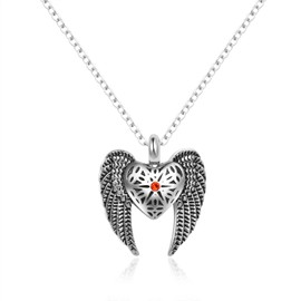 FGT Winged Heart Angel Wing Urn Necklace for Women Cremation Memorial Jewellery for Ashes Keepsake Loved One Dog Cat