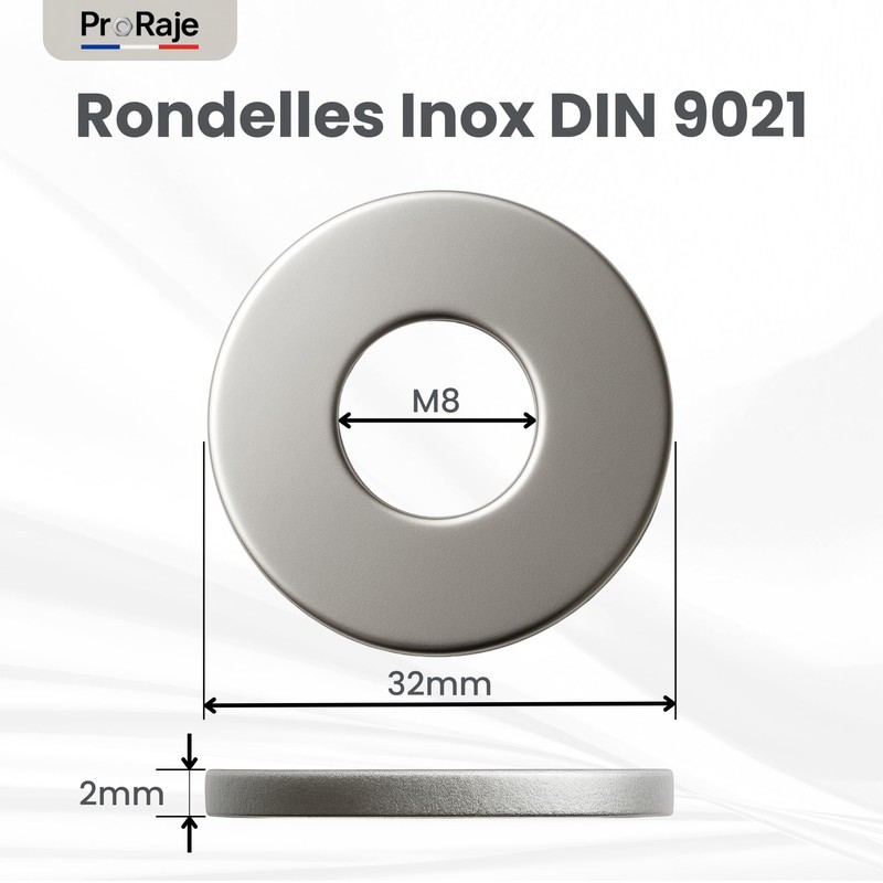 Stainless Steel Washers M8 x 32mm - Thickness 2mm |