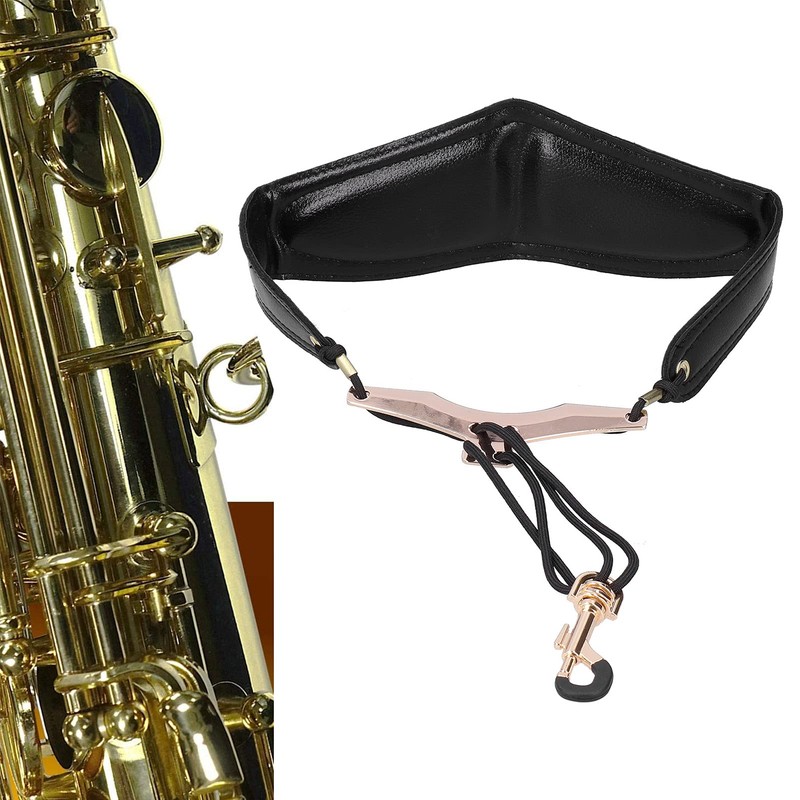 Saxophone Neck Strap,PU Leather Sax Shoulder Harness Braces,Soprano Tenor Alto