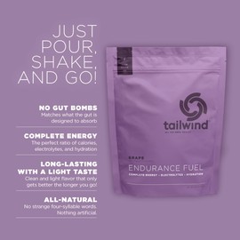 Tailwind Nutrition Tailwind Nutrition Endurance Fuel, Electrolyte & Hydration Sports Drink Mix Powder, Gluten-Free, Vegan, Grape, 30 Servings
