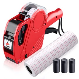 MX5500 8 Digits Price Tag Gun, Price Gun Kit with 3 Ink Refill Pricing Gun, Premium Label Gun Label Maker Pricing for Office Retail Shop Grocery Store Organization Marking (Red)