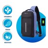 Bluelander Mochila Cruzada Pechera Bandolera Antirrobo Usb Moda Casual