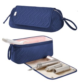 Leudes Hair Tools Travel Bag for Women Heat Resistant Mat for Travel Essentials Hot Tools Straighteners,Flat Irons,Curling Iron,Hot Air Brushes and Hair Dryer Organizer Bags 2 in 1 (Navy Blue)
