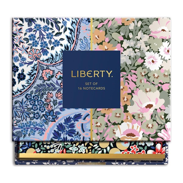 Galison Liberty Floral Notecard Set, 16 Cards, 17 Envelopes Included – Assorted Greeting Cards with Gorgeous Floral Designs, Blank Inside for All Occasions, Sturdy Storage Drawer Box Included