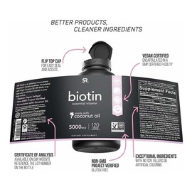 Biotina (5000mcg) Con Una Infusión De Aceite De Coco Orgánic