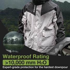 Scoyco Rain Jacket Men Waterproof, 2 Layers Packable Lightweight Breathable Rain Suit with Hood for Outdoor Motorcycle Bike Golf Cycling Hiking Fishing (Gray, 2 Pieces Set)