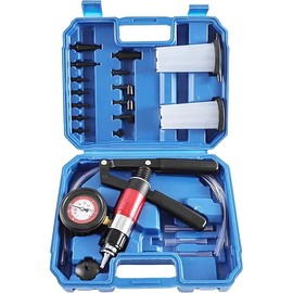 23PCS Handheld Vacuum Pump Tester Brake Bleeder Kit Brake System Bleeding Tools with Adapters and 2 Reservoir Bottles Automotive Brake for Car Truck Motorcycle (Blue)