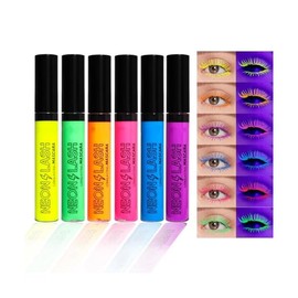 6 Colors Matte Liquid Mascara Set Colorful UV Neon Mascara Pencil Pigmented Waterproof Smudgeproof Long Lasting Eye Liner Xmas Christmas Festival Makeup Gift Kit for Women