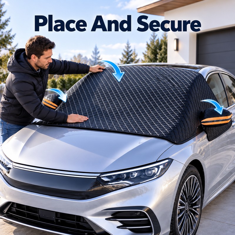 Car Windshield Snow Cover with Side Mirror Covers & Elastic