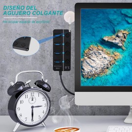 RENDIN Hub USB para Multi USB con 4 Interruptores e Indicadores Individuales(USB Extension*1+Adaptador USB c*1)
