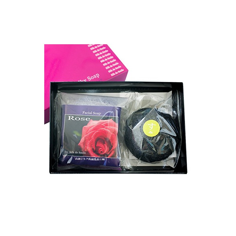 Konnyaku Silk Facial Wash Soap "Silk De Smile" Rose Facial