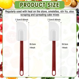 Lounsweer 2 Pcs Heat Resistant Rubber Spatula 14 Inch Silicone Spatula Scraper Commercial Silicone Spatulas Set for Kitchen Use Cooking Silicone Cooking Utensils Sets