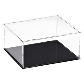 Recogwood Clear Acrylic Display Case, 25 x 20 x 10 cm Assembleable Cube Organizer Stand Dustproof Protection Display Case with Black Base for Action Figures Toys Collectibles