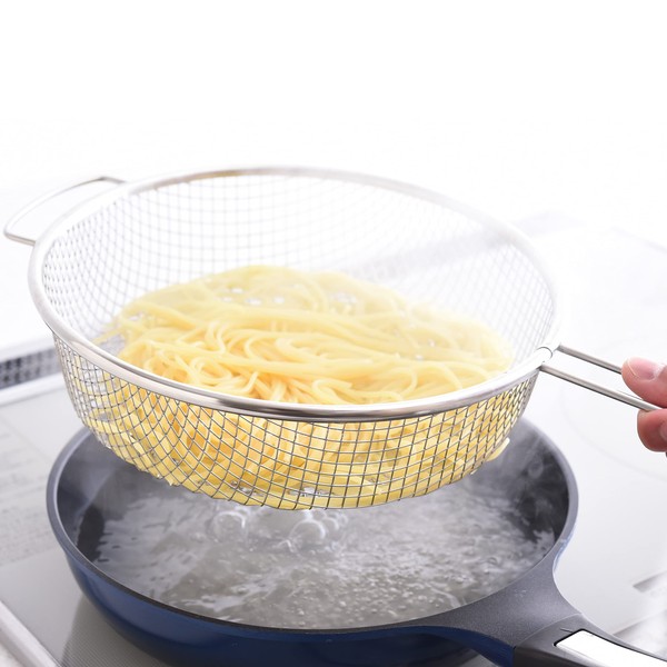 Ernest A-77729 Silver Colander (Strainer) Stainless Steel with Handle (Suitable for Frying Pans), Boiling, Oil Drainer, Blanching (Exquisite Mesh with Hand Colander for Easy Draining), Popular Brand of Major Restaurants A-77729 Silver H) Strainer 9.4 - 1