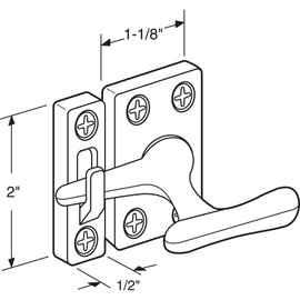 Prime-Line U 9936 Diecast with White Finish, Casement Window Sash Lock (Single Pack)