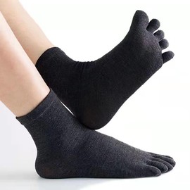 AWOCAN Toe Socks Five Finger Socks Cotton Soft Breathable Running Five Finger Crew Socks for Men Woman (Cotton, Black+Navy Blue+Dark Grey)