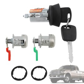 Ignition Lock Cylinder&Two Door Lock Cylinder 2 PATS Keys For Ford F150, F250, F350 1999-2003, F150 Heritage 2004, For Excursion 2000-2005, Expedition 98-2002, Navigator 98-02 PN: LC6177+DL5885+597638