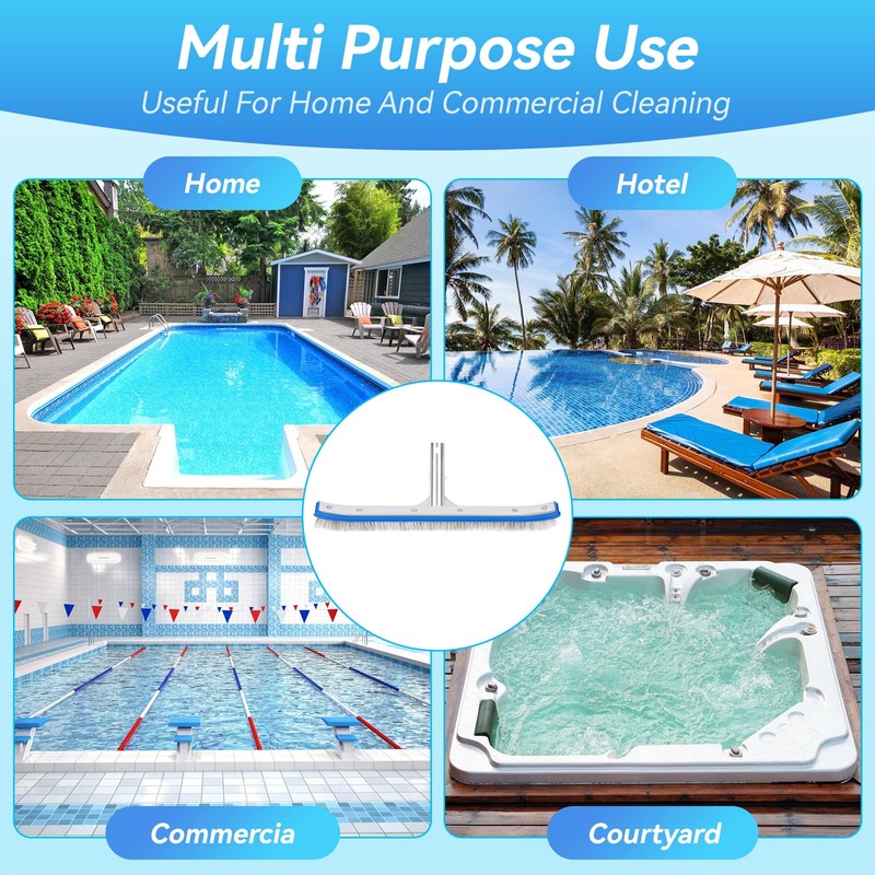 18-Inch Heavy Duty Pool Brush – Stainless Steel Wire &