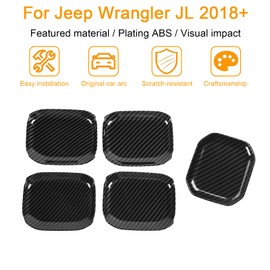 Hoolcar - Accesorios exteriores para manija de puerta para Jeep Wrangler JL JLU, fibra de carbono, 5 piezas