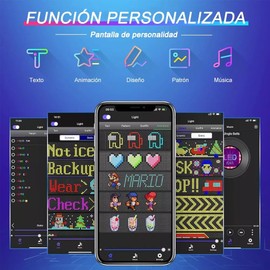 FINYQBET Letreros LED de Publicidad Brillante con USB 5 V Flexible, Control de aplicación Bluetooth, patrón de Texto Personalizado,visualización LED programable, para Tienda, Coche, Bar 37X9.14cm
