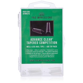 Pro Impressions 100-Piece Advance Clear Tapered Competition Nail Tips Set