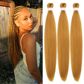 Gold Pre-stretched Braiding Hair Hypoallergenic ez Braid Pre stretched Braiding Hair Extensions for Knotless Box Braids 3 Packs