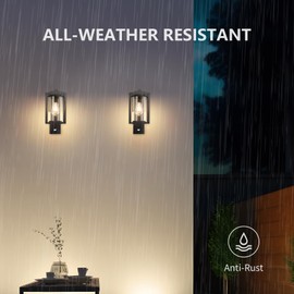 illumishin Motion Sensor Black Aluminum Outdoor Wall Light - Waterproof Hardwired Exterior Light for Home Security, 120V E26 Compatible (Bulb Not Included)