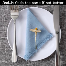 Urby Eco Hanky 10x10in Reusable Linen/Cotton Napkins (Rustic Fringe). Small Cloth Napkins. Ideal Use As Kids Napkins for Lunch.Dinners.Occasions Like Weddings,Birthday,Cocktail Parties. (BBL,12pk), NKHOME180C