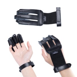 Prespollw 3-Finger Archery Glove – Leather Finger Protector for Bow Hunting & Shooting – Adjustable Strap, Breathable & Durable Design for Archers (Black)