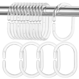 Oruola 12pcs Shower Curtain Rings,C-Shaped Shower Curtain Hooks for Bathroom,Rust-Proof Shower Hooks for Curtains,Clear Shower Curtain Rings for Easy Glide on Rods
