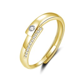 Bewenda Silver Pair of Rings, 925 Sterling Silver Partner Rings for Men and Women, Adjustable Partner Rings, Engagement Ring, Wedding Ring, Simple Open Wedding Rings, Band Ring with White Cubic