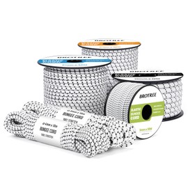 Brotree Bungee Cord Elastic Shock Cord 5mm x 20m Bungee Rope Heavy Duty for Trailer, Tarpaulin, Tent Pole, Kayak and Backpack - White&Black