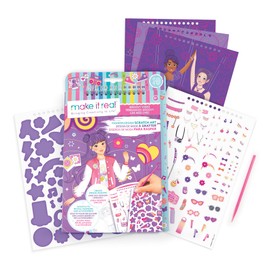 Make It Real: Fashion Design Scratch Art: Groovy Vibes - Scratch to Reveal Fashions & Accessories, Coloring Pages & Sticker Sheet, Girls & Kids Age 8+