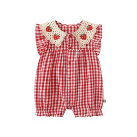 Baby Koi Baby Clothes Newborn Baby Romper Short Sleeve Summer Clothes Coveralls Girls Age Photo Baby Preparation, red